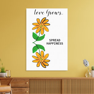 Orange Yellow Flowers Love Grows 24" x 36" Canvas Print