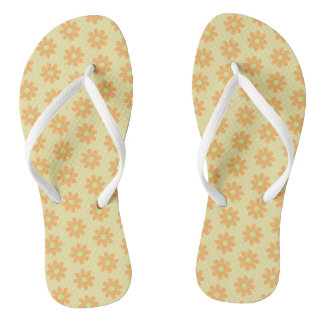 Orange Yellow Flowers Pink Polka Dots FlipFlops