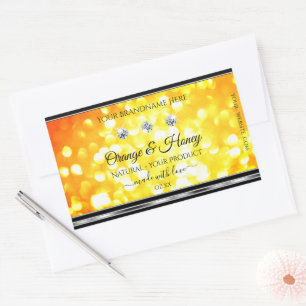 Orange Yellow Glitter Product Labels with Diamonds