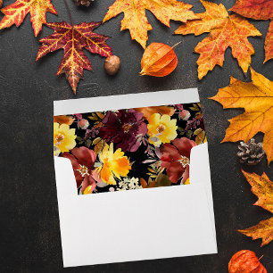 Orange & Yellow Gold Fall Floral 2-Black Envelope