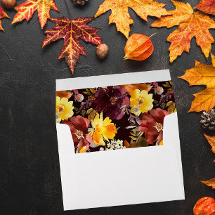 Orange & Yellow Gold Fall Floral 2-Burgundy Envelope
