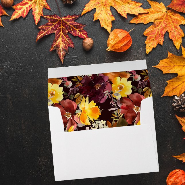 Orange & Yellow Gold Fall Floral 2-Burgundy Envelope (Creator Uploaded)