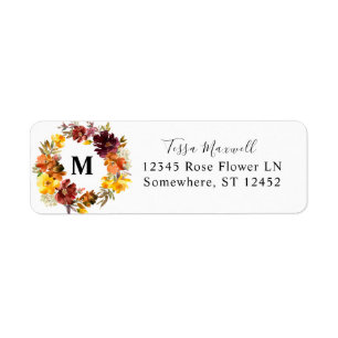 Orange & Yellow Gold Fall Floral Return Address