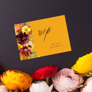 Orange & Yellow Gold Floral with Meal RSVP Card-2G Card