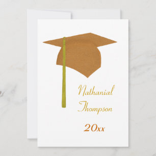 Orange Yellow Graduation Cap & Tassel Invitations