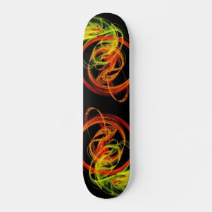 Orange Yellow Green Abstract Swirls Skateboard Dec