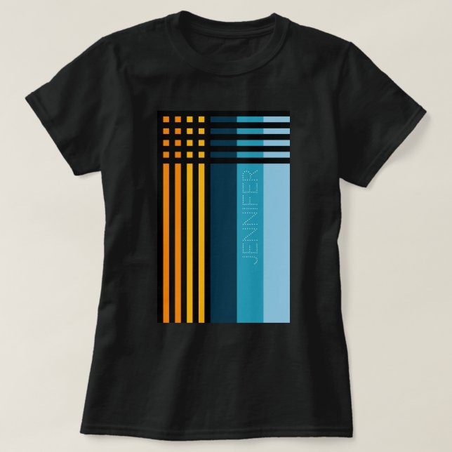 Orange Yellow Green Blue Black Stripes Custom Name T-Shirt (Design Front)