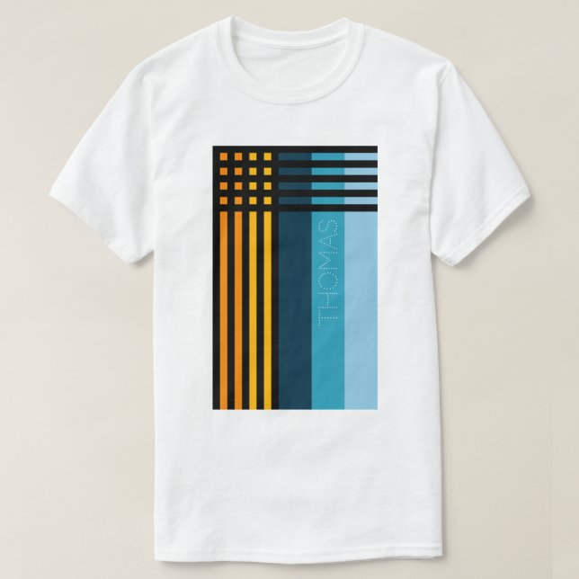 Orange Yellow Green Blue Black Stripes With Name T-Shirt (Design Front)
