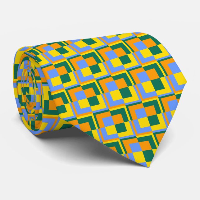 Orange Yellow Green Blue  Tie (Rolled)