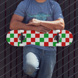 Orange Yellow Green Checkered Pattern Design  Skateboard