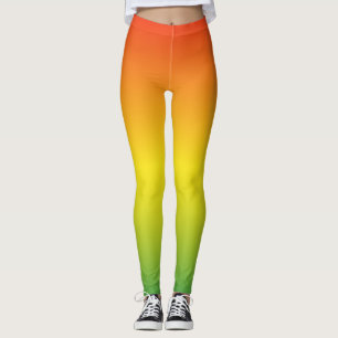 Orange Yellow Green Modern Ombre Leggings