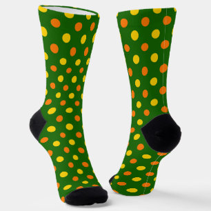 Orange Yellow Green Polka Dots Design  Socks