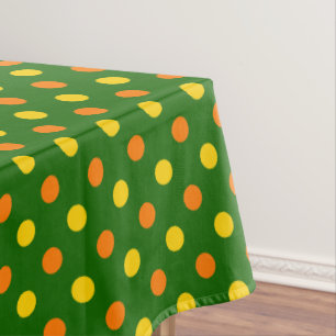 Orange Yellow Green Polka Dots Design Tablecloth