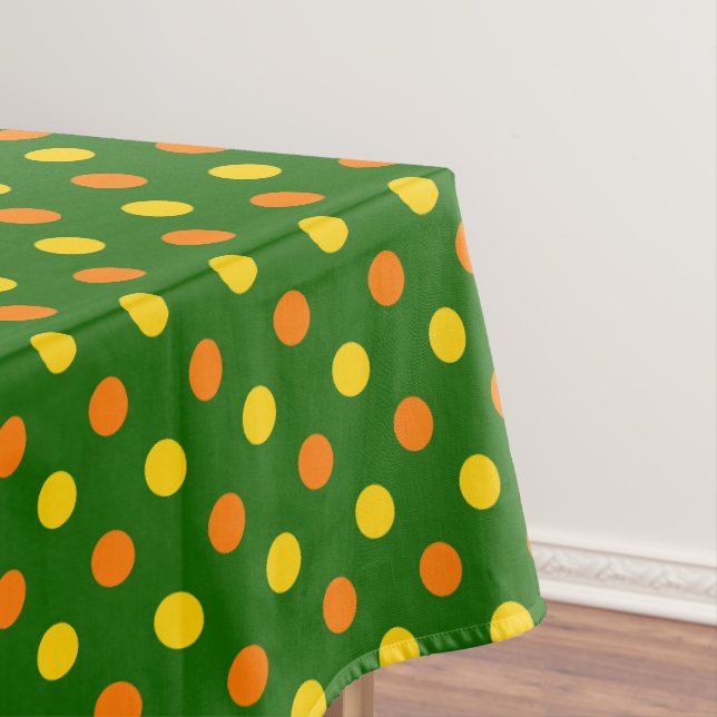 Orange Yellow Green Polka Dots Design  Tablecloth (In Situ)