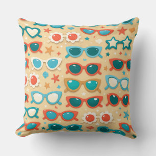 ORANGE YELLOW GREEN TEAL SUNGLASSES & BALLS CUSHION