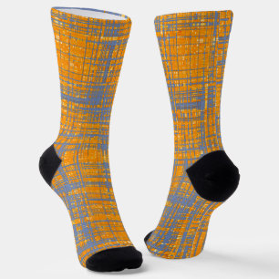 Orange Yellow Grey Blue Modern Pattern Socks