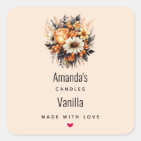 Orange Yellow Grey Flower Bouquet Candle Business