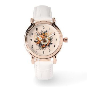 Orange Yellow Grey Flower Bouquet Watch