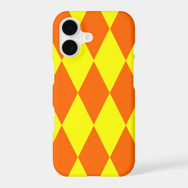 Orange Yellow Harlequin Checkered Design  (Back)