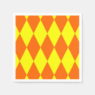Orange Yellow Harlequin Checkered Design Napkin