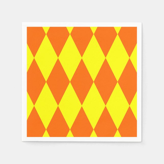 Orange Yellow Harlequin Checkered Design  Napkin (Front)