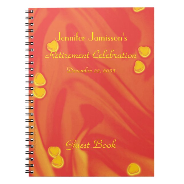 Orange, Yellow Hearts Retirement Party Guest Book  (Front)