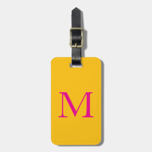 Orange Yellow Hot Pink Monograms Name Gift Favour Luggage Tag