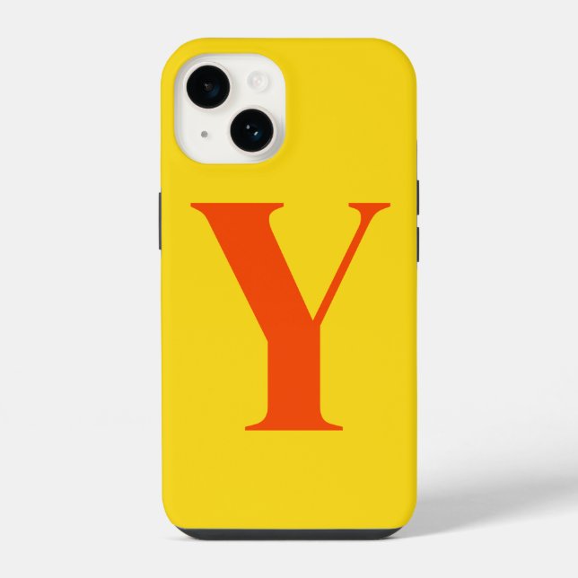 Orange Yellow Initial Personalised Monogram  iPhone Case (Back)