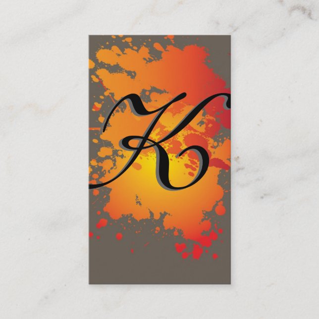 Orange Yellow Ink Paint Splash Business Card (Front)