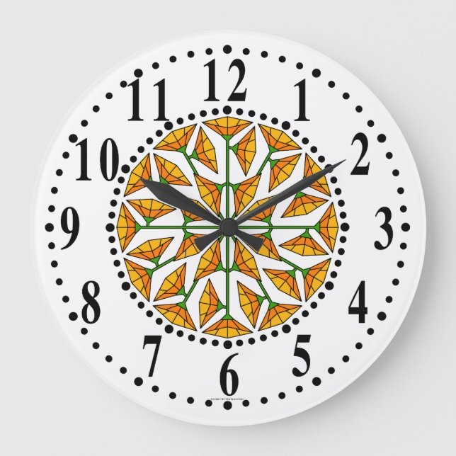 Orange-yellow / Lemon-yellow Floral 262 Wall Clock (Front)