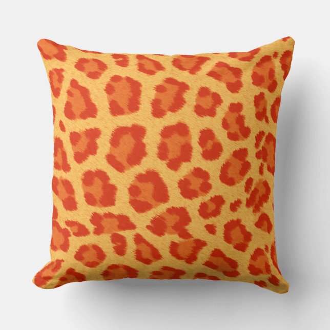 Orange & Yellow Leopard Print Cushion (Front)