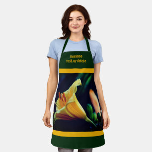 Orange Yellow Lily Flower Personalised Apron