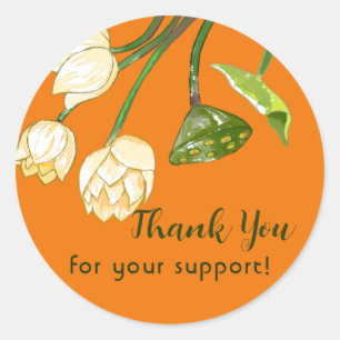 Orange Yellow Lotus Flowers Seedpod Thank You  Cla Classic Round Sticker