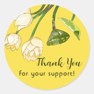Orange Yellow Lotus Flowers Seedpod Thank You  Cla Classic Round Sticker