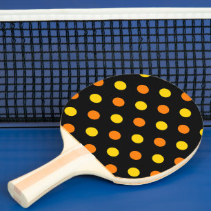Orange Yellow On Black Polka Dots Design Ping Pong Paddle