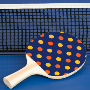 Orange Yellow On Blue Polka Dots Design Ping Pong Paddle