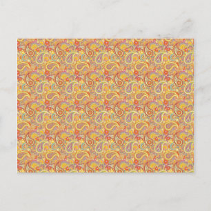 Orange & Yellow Paisley Postcard