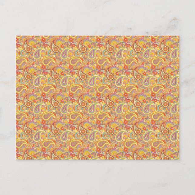 Orange & Yellow Paisley Postcard (Front)