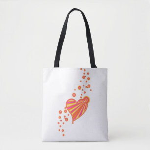 Orange Yellow Pink Rainbow Heart with Stars Tote Bag
