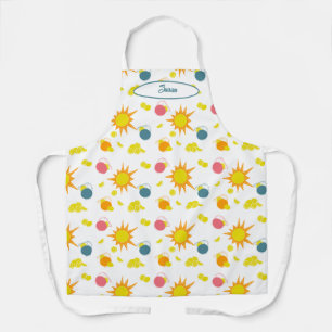 Orange Yellow Pink Teal Suns Lemons Pitchers Apron