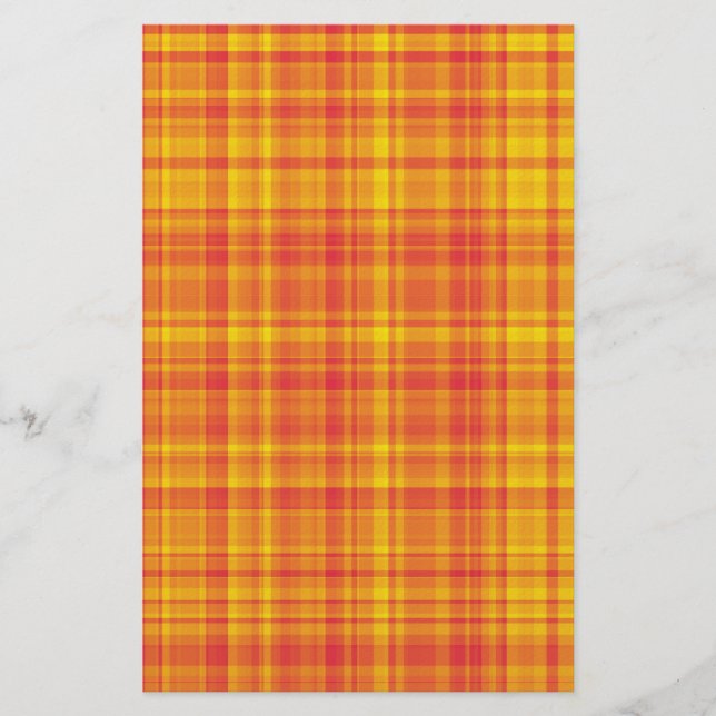 Orange Yellow Plaid Checker Pattern  Stationery (Front)