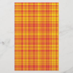 Orange Yellow Plaid Chequered Pattern Stationery