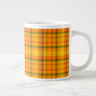 Orange Yellow Plaid Pattern Large Coffee Mug