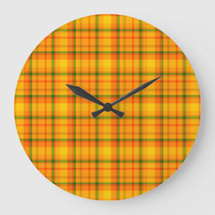Orange Yellow Plaid Pattern Retro Wall Clock