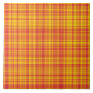 Orange Yellow Plaid Pattern Tile