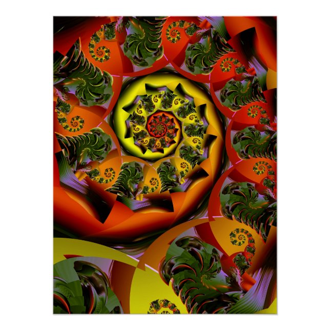 Orange Yellow Psychedelic Spiral  Poster (Front)