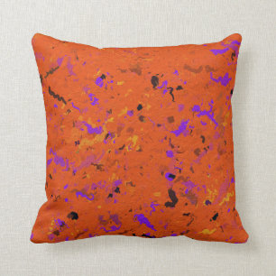 Orange, Yellow, Purple and Black Abstract  Cushion