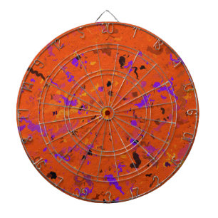Orange, Yellow, Purple and Black Abstract  Dartboard