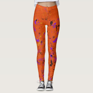 Orange, Yellow, Purple and Black Abstract Leggings