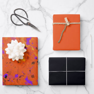 Orange, Yellow, Purple and Black Abstract Wrapping Paper Sheet